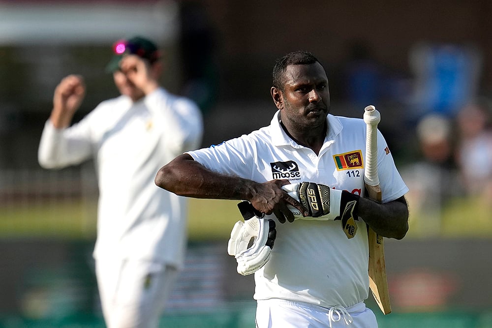 | Photo: AP/Themba Hadebe : RSA Vs SL 2nd Test Day 2: Sri Lanka's Angelo Mathews