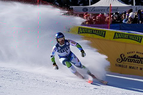 FIS Alpine Ski World Cup: Slovenia's Miha Hrobat competes