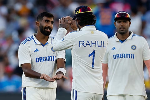 IND Vs AUS 2nd Test Day 2: India's Jasprit Bumrah celebrates after the dismissal of Australia's captain Pat Cummins