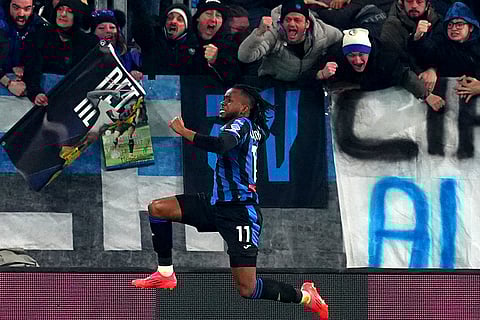 Italy Serie A 2024-25: Atalanta's Ademola Lookman celebrates after scoring his side's second goal