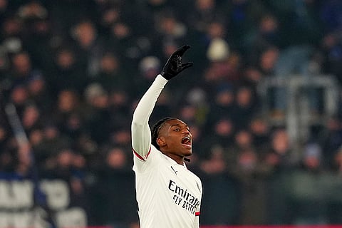 Italy Serie A 2024-25: AC Milan's Rafael Leao celebrates
