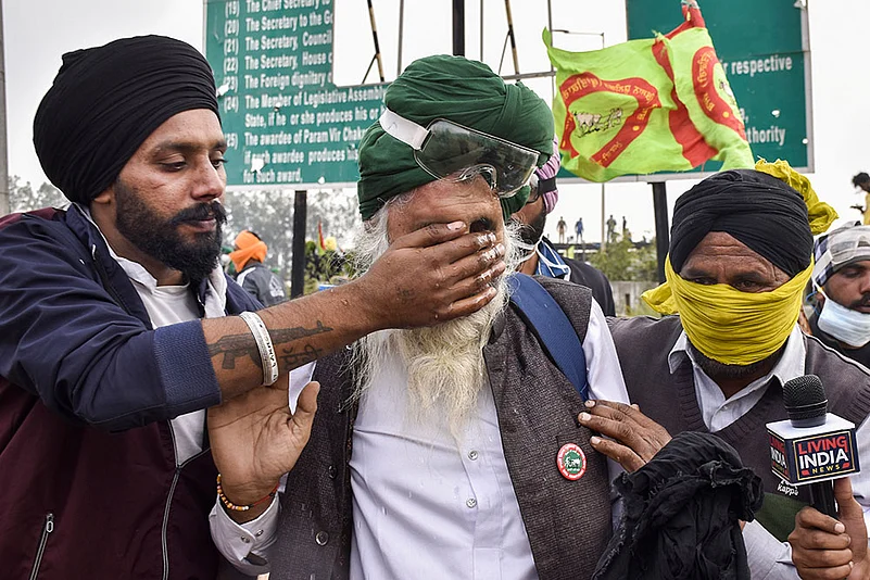 Farmers protest at Shambhu border