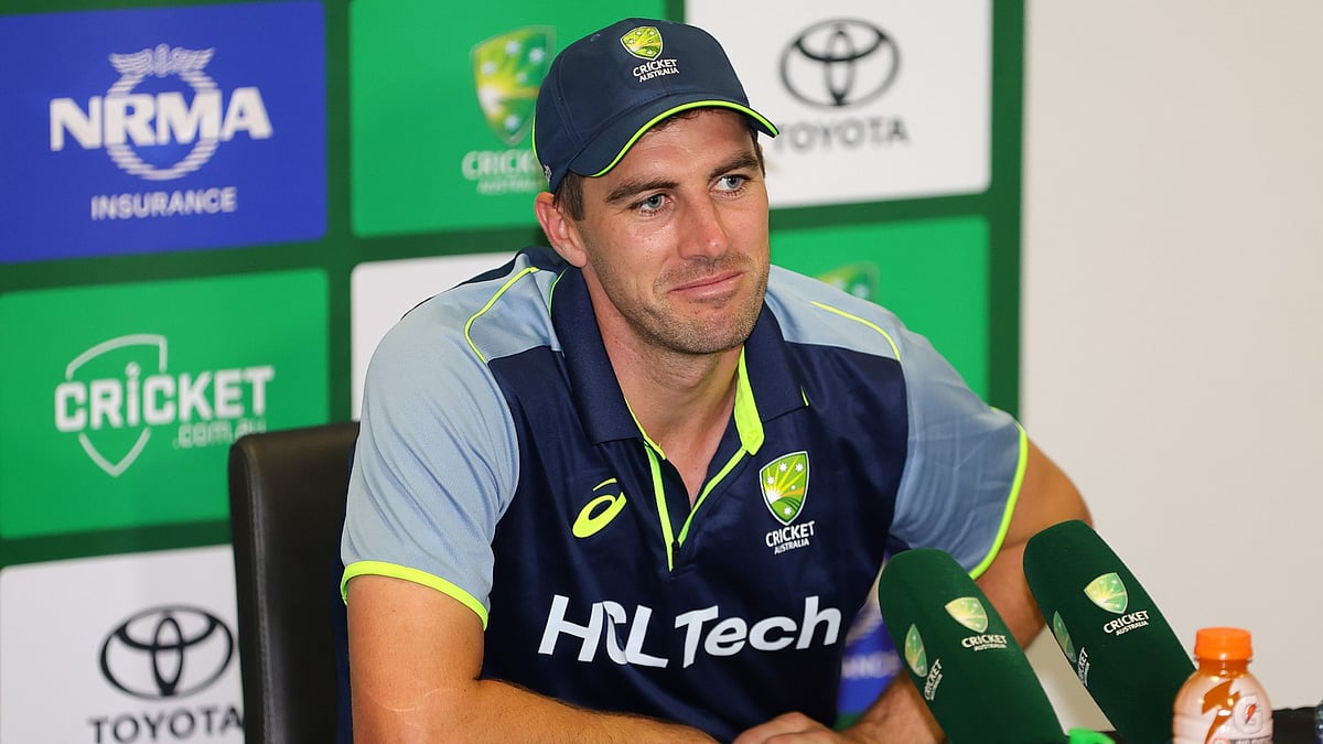 Pat Cummins addresses the media after Australia's 10-wicket win over India in the second test.