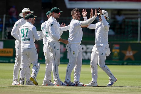 RSA Vs SL, 2nd Test: South Africa's Dane Paterson celebrates with his teammates after dismissing Sri Lanka's Dinesh Chandimal