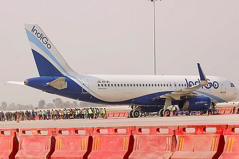 1st test flight lands at Noida Airport