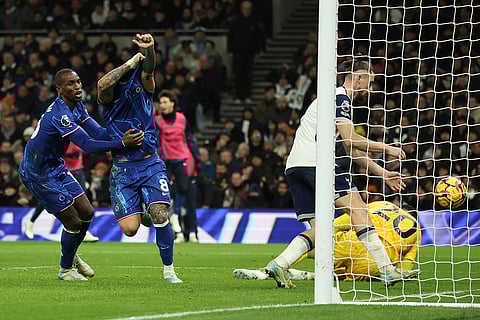 EPL 2024-25, TOT vs CHE: Chelsea's Enzo Fernandez celebrates after scoring a goal