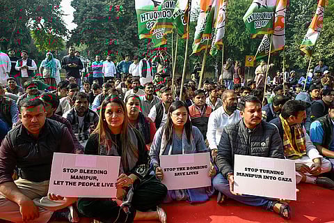 INDIA bloc protest over Manipur issue