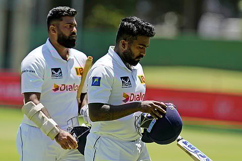 RSA Vs SL, 2nd Test: Sri Lanka's Asitha Fernando, right, with teammate Lahiru Kumara leave the field