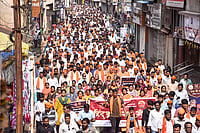 India-Bangladesh Row: Hindu Organisations Continue Protest Amid Strained Ties | Photo: PTI : Protest against Bangladesh in Karad