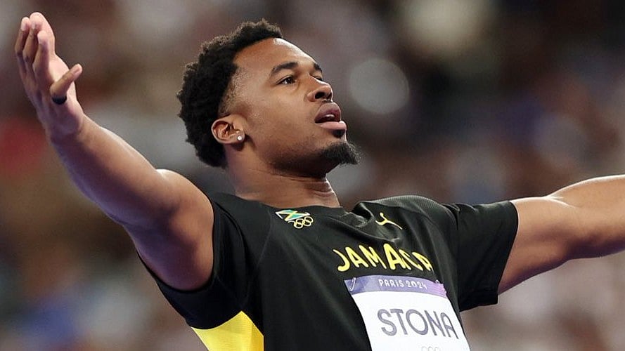 X/tallerdandem : Roje Stona does the 'Jude Bellingham' celebration after winning gold at the 2024 Paris Olympics.