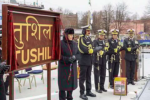 Commissioning ceremony of INS Tushil in Russia