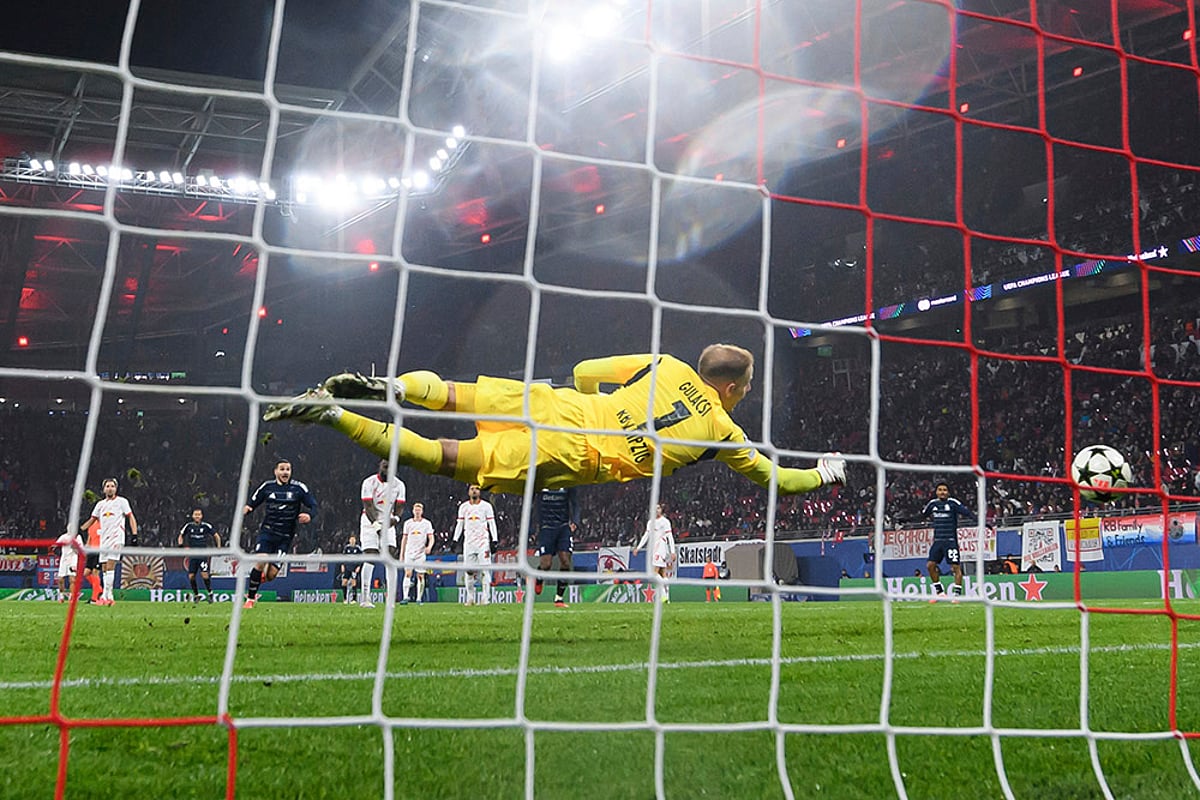 UEFA Champions League soccer RB Leipzig Vs Aston Villa football match pics: Peter Gulacsi