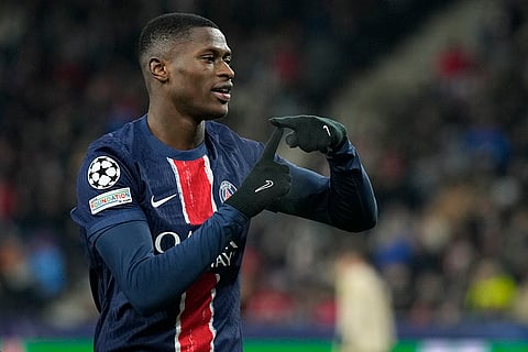 Champions League 2024-25: PSG's Nuno Mendes celebrates after scoring his side's 2nd goal