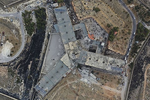 An arial view shows the infamous Saydnaya military prison, just north of Damascus, Syria.