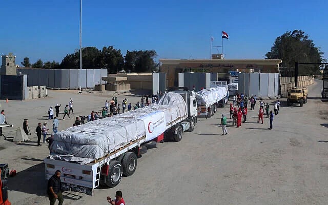 AP : Representative Image: Trucks carrying aid into Gaza