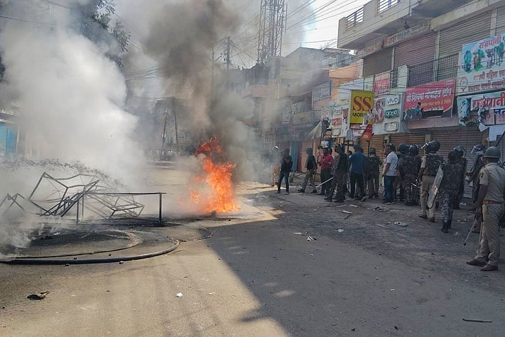 Photo: PTI : Maha: Protest over damage to Constitution replica