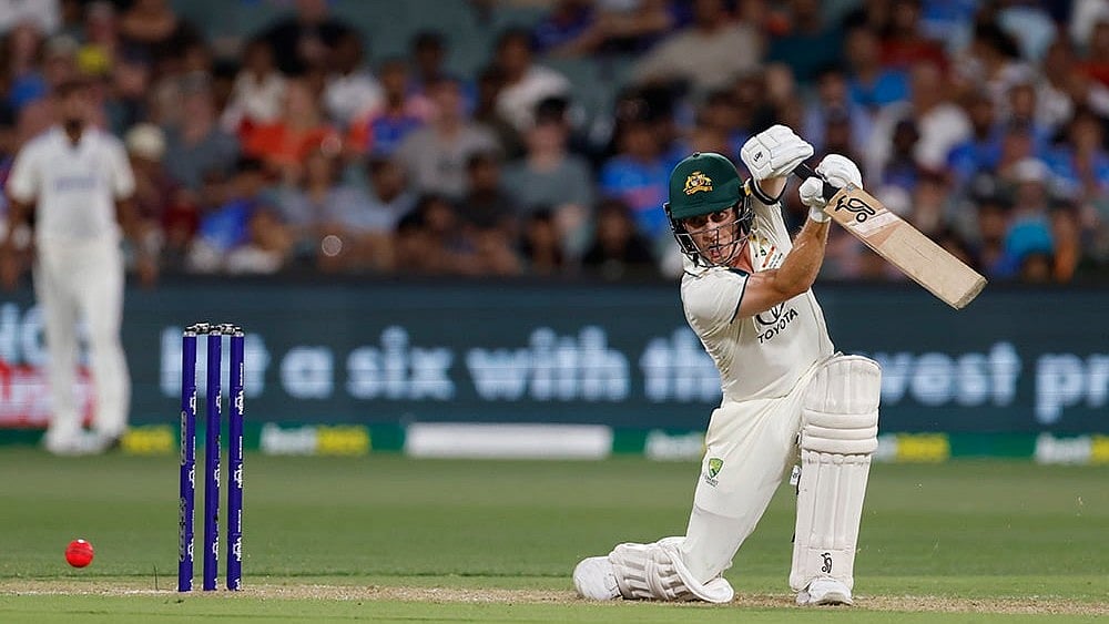 | Photo: AP/James Elsby : IND Vs AUS 2nd Test Day 1: Australia's Nathan McSweeney plays a shot