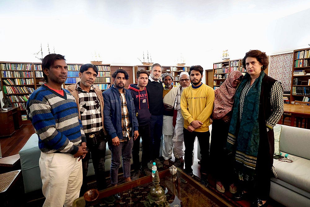 | Photo: PTI : Rahul Gandhi meets families of Sambhal violence victims in Delhi