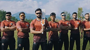 X/Pokhara Avengers : Pokhara Avengers Vs Sudur Paschim Royals Live Score, Nepal Premier League 2025: Players posing for a team photo.