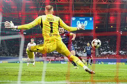 Champions League 2024-25: Aston Villa's John McGinn scores past Leipzig goalkeeper Peter Gulacsi