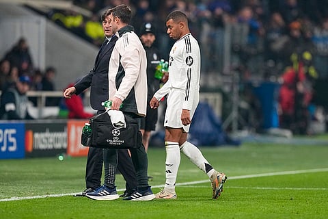 Champions League 2024-25: Real Madrid's Kylian Mbappe, right, leaves the field