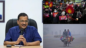 | Photo: PTI/AP : AAP's Solo Fight For Delhi Polls; Unrest In South Korea And More