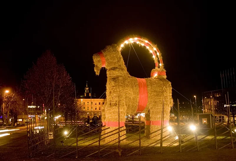 Burning of Giant Yule Goat, Sweden
