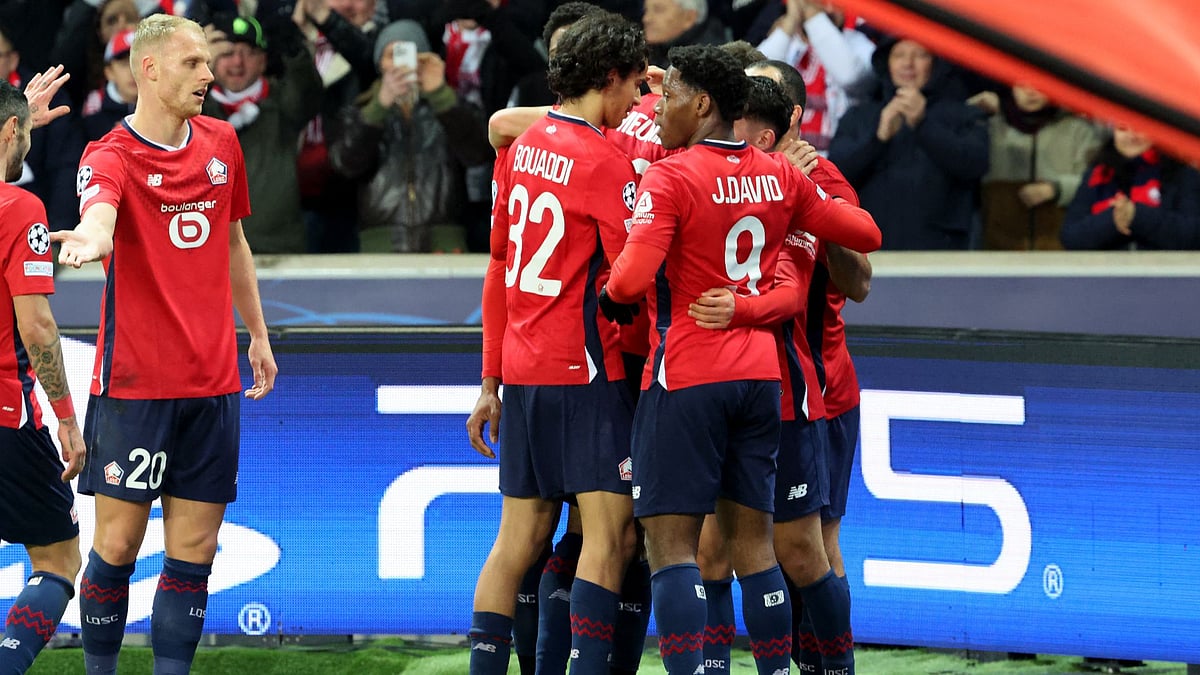 Lille celebrate against Sturm Graz