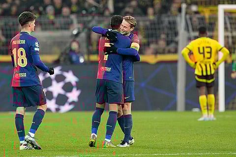 UEFA Champions League: Barcelona's Ferran Torres celebrates his side's third goal