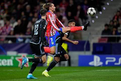 UEFA Champions League: Atletico Madrid's Antoine Griezmann kicks the ball