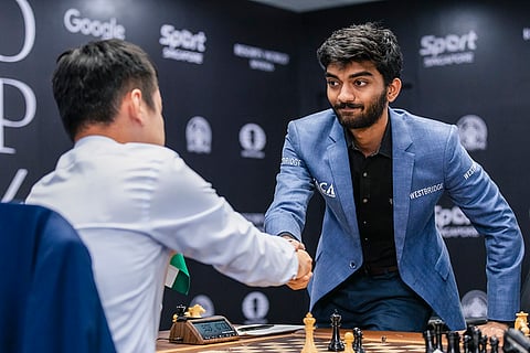 World Chess Championship 2024: India's D Gukesh during the 14th game