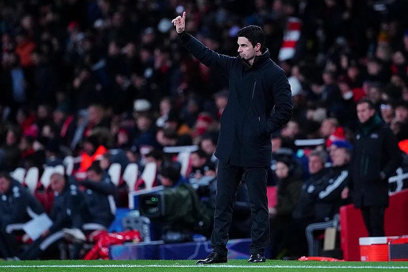 UEFA Champions League Soccer Arsenal vs Monaco football match photos: Mikel Arteta