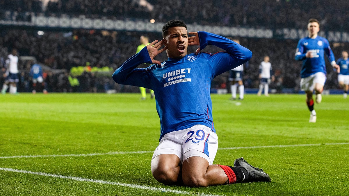 Hamza Igamane celebrates for Rangers