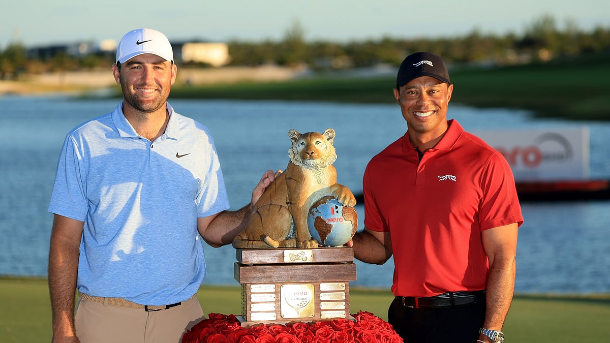 Scottie Scheffler and Tiger Woods at last week's Hero World Challenge