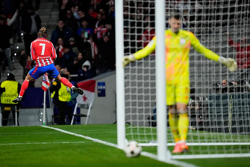 UEFA Champions League soccer Atletico Madrid and Slovan Bratislava photos: Antoine Griezmann