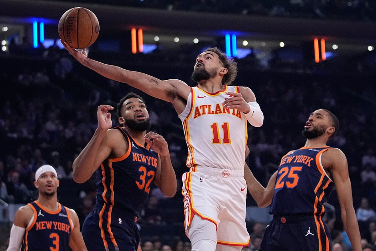 NBA Cup Quarter-Final New York Knicks Vs Atlanta Hawks basketball game pics: Trae Young