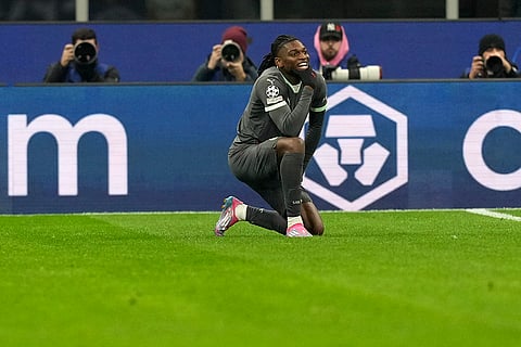 UEFA Champions League: AC Milan's Rafael Leao celebrates after scoring his sides first goal