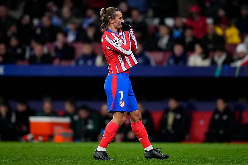 UEFA Champions League soccer Atletico Madrid and Slovan Bratislava photos: Antoine Griezmann