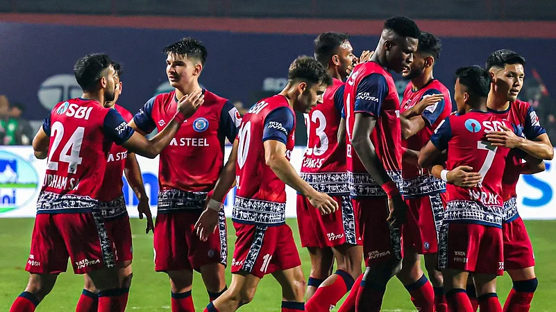 Jamshedpur FC celebrate after their win over Punjab FC