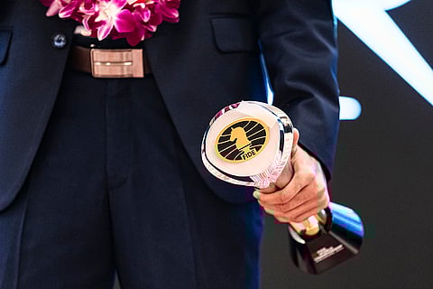 World Chess Championship 2024: D Gukesh holds his trophy