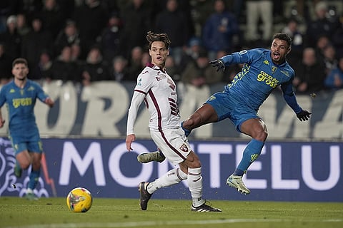 Serie A 2024-25: Empoli's Tino Anjorin and Torino's Sebastian Walukiewicz in action