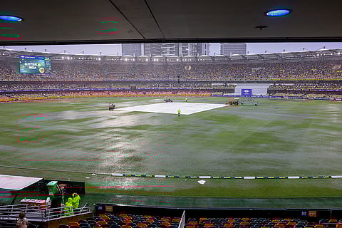 India Vs Australia, 3rd Test Day 1: View of covers on the pitch as it rain during play