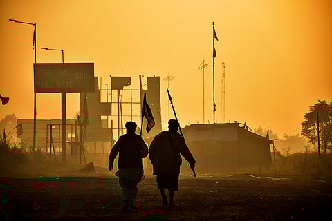 Protesting farmers at Shambhu border