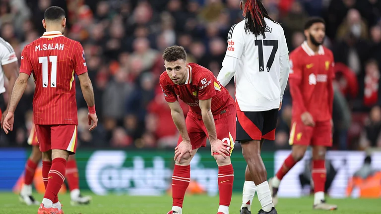 Diogo Jota looks on as Liverpool dropped points against Fulham. - null