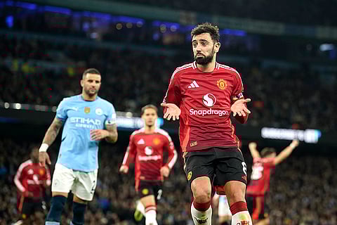 EPL 2024-25: Manchester United's Bruno Fernandes celebrates after scoring a goal