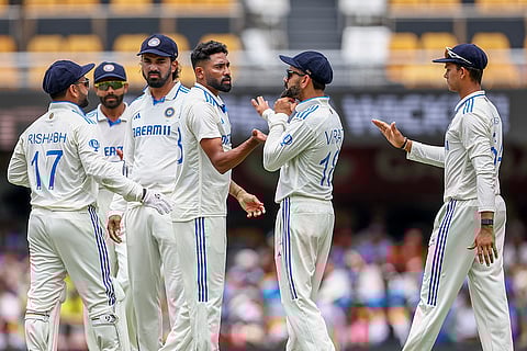 India Vs Australia, 3rd Test Day 3: India's Mohammed Siraj celebrates after the dismissal of Australia's Nathan Lyon