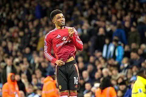 EPL 2024-25: Manchester United's Amad Diallo celebrates after scoring his side's second goal