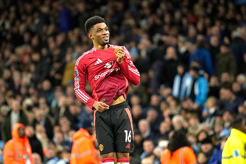 English Premier League Soccer Man City Vs Man United football match pics: Amad Diallo
