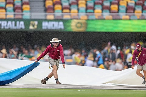 India Vs Australia, 3rd Test Day 3: Ground staff place covers over the pitch as rain suspends play