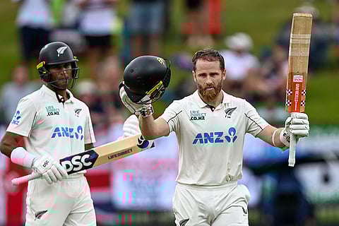NZ vs ENG 3rd Test Day 3: New Zealand's Kane Williamson celebrates after reaching a century